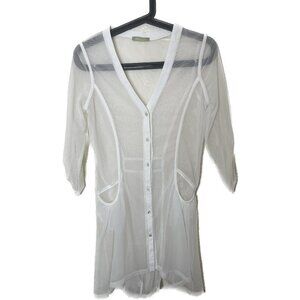 Dolcezza White Mesh Beach Cover Up OS Stretchy Resortwear